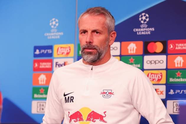 RB Leipzig PK Champions League Leipzig, 24.10.2023, RB Leipzig Fußball-Akademie, UEFA Champions League , RB Leipzig Pressekonferenz am Vortag von RBL v. Roter Stern Belgrad (Fudbalski klub Crvena zvezda) , Im Bild: Trainer Marco Rose (RB Leipzig) ,