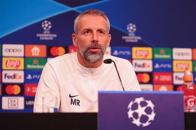 RB Leipzig PK Champions League Leipzig, 24.10.2023, RB Leipzig Fußball-Akademie, UEFA Champions League , RB Leipzig Pressekonferenz am Vortag von RBL v. Roter Stern Belgrad (Fudbalski klub Crvena zvezda) , Im Bild: Trainer Marco Rose (RB Leipzig) ,