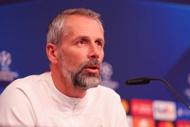 RB Leipzig PK Champions League Leipzig, 24.10.2023, RB Leipzig Fußball-Akademie, UEFA Champions League , RB Leipzig Pressekonferenz am Vortag von RBL v. Roter Stern Belgrad (Fudbalski klub Crvena zvezda) , Im Bild: Trainer Marco Rose (RB Leipzig) ,