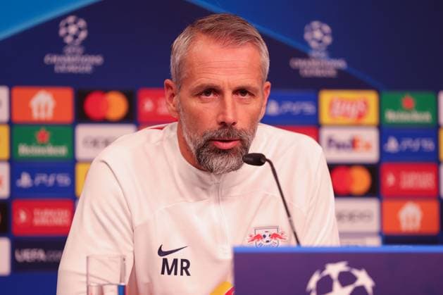 RB Leipzig PK Champions League Leipzig, 24.10.2023, RB Leipzig Fußball-Akademie, UEFA Champions League , RB Leipzig Pressekonferenz am Vortag von RBL v. Roter Stern Belgrad (Fudbalski klub Crvena zvezda) , Im Bild: Trainer Marco Rose (RB Leipzig) ,