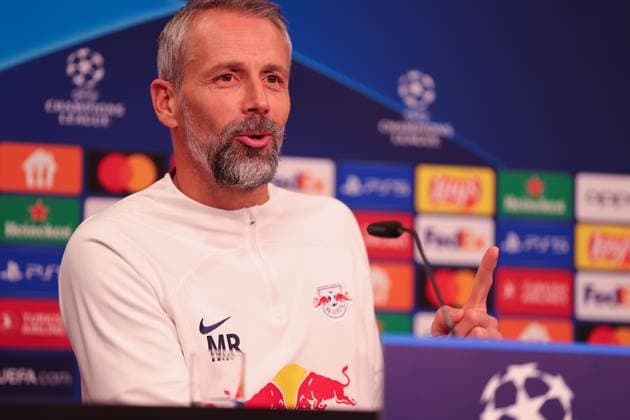 RB Leipzig PK Champions League Leipzig, 24.10.2023, RB Leipzig Fußball-Akademie, UEFA Champions League , RB Leipzig Pressekonferenz am Vortag von RBL v. Roter Stern Belgrad (Fudbalski klub Crvena zvezda) , Im Bild: Trainer Marco Rose (RB Leipzig) ,