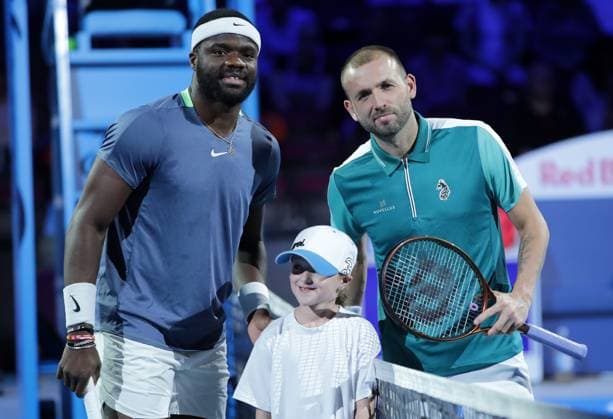 TENNIS - ATP, Tennis Herren Erste Bank Open VIENNA,AUSTRIA,24.OCT.23 - TENNIS - ATP World Tour, Erste Bank Open. Image shows Frances Tiafoe (USA) and Daniel Evans (GBR).  GEPAxpictures xWalterxLuger