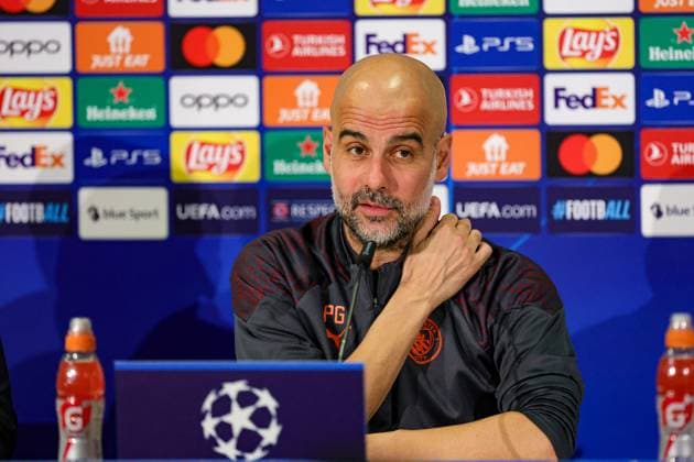 BSC Young Boys v Manchester City 24 10 2023. Press and Training Pep Guardiola Manager of Manchester City during the training session and press conference, PK, Pressekonferenz ahead of the Champions League match between BSC Young Boys and Manchester City at Stade de Suisse, Wankdorf, Switzerland on 24 October 2023. Editorial use only , Copyright: xNigelxKeenex PSI-18279-0002