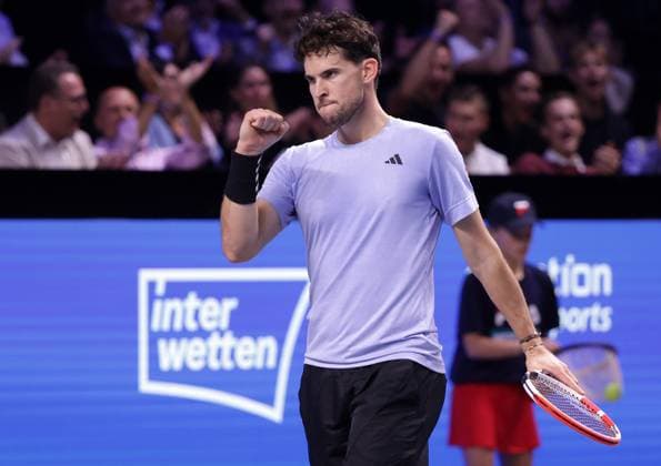 TENNIS - ATP, Tennis Herren Erste Bank Open VIENNA,AUSTRIA,24.OCT.23 - TENNIS - ATP World Tour, Erste Bank Open. Image shows the rejoicing of Dominic Thiem (AUT).  GEPAxpictures xWalterxLuger