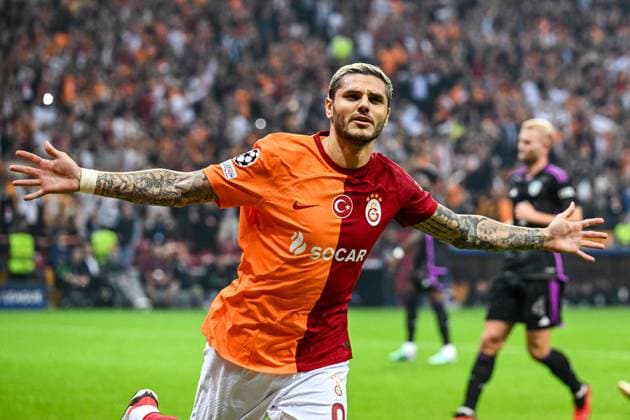 ISTANBUL - Mauro Icardi of Galatasaray celebrates the 1-1 during the UEFA Champions League Group A match between Galatasaray and FC Bayern Munich at the Rams Global Stadium on October 24 in Istanbul, Turkey. ANP Hollandse Hoogte UEFA Champions League 2023 24 2023 2024 xVIxANPxSportx xGerritxvanxKeulenxIVx 482002441 originalFilename: 482002441.jpg