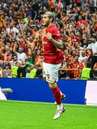 ISTANBUL - Mauro Icardi of Galatasaray celebrates the 1-1 during the UEFA Champions League Group A match between Galatasaray and FC Bayern Munich at the Rams Global Stadium on October 24 in Istanbul, Turkey. ANP Hollandse Hoogte UEFA Champions League 2023 24 2023 2024 xVIxANPxSportx xGerritxvanxKeulenxIVx 482002794 originalFilename: 482002794.jpg