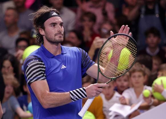 TENNIS - ATP, Tennis Herren Erste Bank Open VIENNA,AUSTRIA,24.OCT.23 - TENNIS - ATP World Tour, Erste Bank Open. Image shows the rejoicing of Stefanos Tsitsipas (GRE).  GEPAxpictures xWalterxLuger