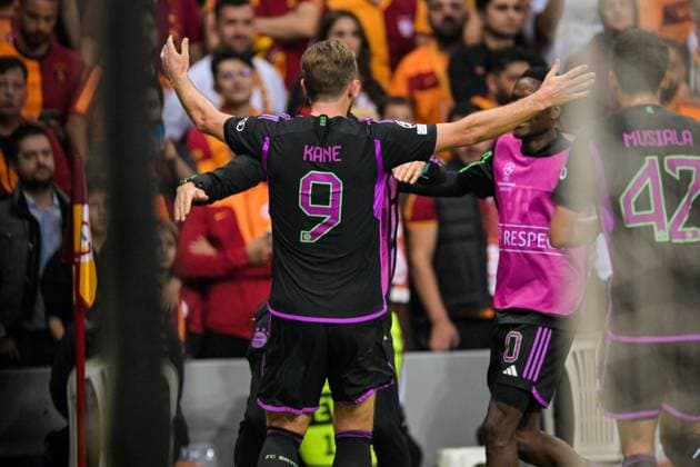 ISTANBUL - Harry Kane of FC Bayern Munich celebrates the 1-2 during the UEFA Champions League Group A match between Galatasaray and FC Bayern Munich at the Rams Global Stadium on October 24 in Istanbul, Turkey. ANP Hollandse Hoogte UEFA Champions League 2023 24 2023 2024 xVIxANPxSportx xGerritxvanxKeulenxIVx 482008472 originalFilename: 482008472.jpg
