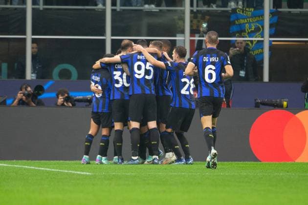 SOCCER - UEFA CL, Inter vs RBS MILAN,ITALY,24.OCT.23 - SOCCER - UEFA Champions League, group stage, FC Internazionale Milano vs Red Bull Salzburg. Image shows the rejoicing of Inter.  GEPAxpictures xGintarexKarpaviciute