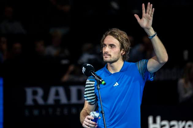 Wien, OÌˆsterreich. 24 Oktober 2023.Stefanos Tsitsipas (GRE) nach dem Spiel. Dominik Thiem (AUT) gegen Stefanos Tsitsipas (GRE) bei der ATP, Tennis Herren World Tour, Erste Bank Open in der Wiener Stadthalle.