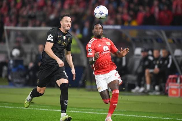 UEFA Champions League: 1. FC Union Berlin vs SSC Napoli. Berlin, 24.10.2023 Amir Rrahmani (SSC Napoli, 13), Sheraldo Becker (1. FC Union Berlin, 27) UEFA Champions Leaguel: 1. FC Union Berlin vs SSC Napoli, Olympiastadion, Berlin, 24.10.2023 Copyright: xBEAUTIFULxSPORTS LucianoxLimax