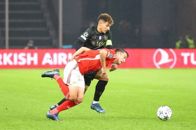 24.10.2023, xtgx, Fussball, UEFA Champions League, 1.FC Union Berlin - SSC Neapel emspor, v.l. Giovanni Di Lorenzo (Neapel, 22), Janik Haberer (Union Berlin, 19) Zweikampf, Duell, Kampf, tackle (DFL DFB REGULATIONS PROHIBIT ANY USE OF PHOTOGRAPHS as IMAGE SEQUENCES and or QUASI-VIDEO) Olympiastadion