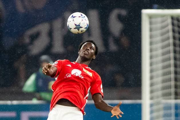 24.10.2023, xfrx, Fussball UEFA Champions League, Union Berlin - SSC Neapel emspor, v.l. David Datro Fofana (Union Berlin) (DFL DFB REGULATIONS PROHIBIT ANY USE OF PHOTOGRAPHS as IMAGE SEQUENCES and or QUASI-VIDEO) Berlin