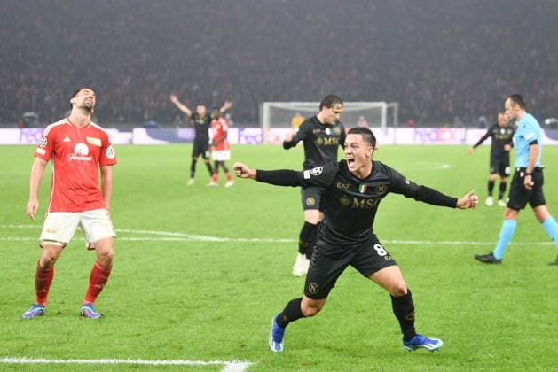 UEFA Champions League: 1. FC Union Berlin vs SSC Napoli. Berlin, 24.10.2023 Jubel zum 0:1 durch Giacomo Raspadori (SSC Napoli, 81) UEFA Champions Leaguel: 1. FC Union Berlin vs SSC Napoli, Olympiastadion, Berlin, 24.10.2023 Copyright: xBEAUTIFULxSPORTS LucianoxLimax