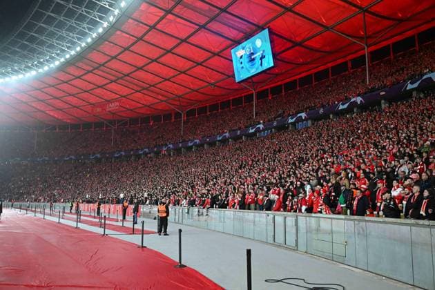 Fussball, Herren, Saison 2023 2024, UEFA Champions League (Gruppe C, 3. Spieltag), 1. FC Union Berlin - SSC Neapel, v. l. Innenansicht vom Stadion - Die Fans von 1. FC Union Berlin, 24.10. 2023, Copyright: xMatthiasxKochx