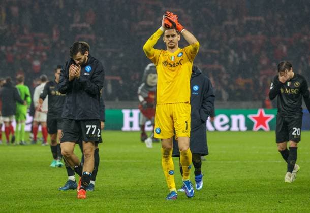 October 24, 2023, Berlin, Berlin, Germany: Berlin 24 10 2023, during the football match valid for the Champions League 2023 24, between the teams of Union Berlin vs SSC Napoli FC at the Olympiastadion in Berlin.In picture : Alex Meret of SSC Napoli - Khvicha Kvaratskhelia of SSC Napoli Berlin Germany - ZUMAs236 20231024_aap_s236_038 Copyright: xFabioxSassox