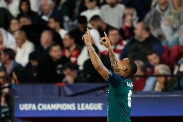 Sevilla FC v Arsenal FC: Group B - UEFA Champions League 2023 24 Gabriel Jesus Centre-Forward of Arsenal and Brazil celebrates after scoring his sides first goal during the UEFA Champions League match between Sevilla FC and Arsenal FC at Estadio Ramon Sanchez Pizjuan on October 24, 2023 in Seville, Spain. Seville Spain  Copyright: xJosexBretonx originalFilename:breton-sevillaf231024_npFl1.jpg