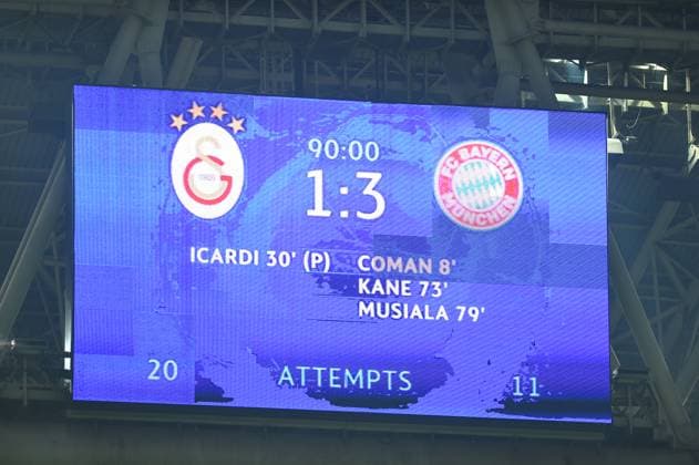 Scoreboard during the UEFA Champions League match between Galatasaray A.S. and FC Bayern München at RAMS PARK Arena on October 24, 2023 in Istanbul, Turkey. Istanbul Turkey Copyright: xSeskimPhotox Gsaray-BMunich_241023 (452)