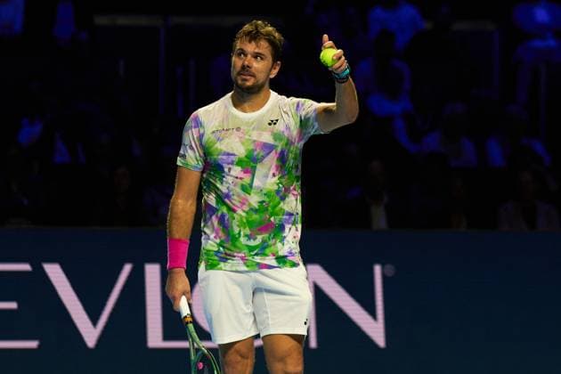 Stan Wawrinka of Switzerland replies to an encouraging audience before serving to Alexander Shevchenko during their first round match on day four of Swiss Indoors at St. Jakobshalle on October 24, 2023 in Basel, Switzerland (Photo by Camilla Stolen Imago) Basel Switzerland Copyright: xCamillaxStolenx L1510854