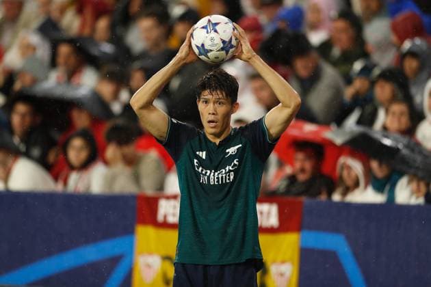 Takehiro Tomiyasu (Arsenal), OCTOBER 24, 2023 - Football Soccer : UEFA Champions League Group stage Group B match between Sevilla FC 1-2 Arsenal FC at the Estadio Ramon Sanchez-Pizjuan in Sevilla, Spain. Noxthirdxpartyxsales  (233543735)