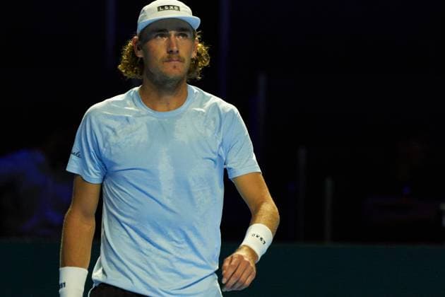 Max Purcell of Australia reacts to Taylor Fritz of The United States during their second round match on day five of the Swiss Indoors at St. Jakobshalle on October 25, 2023 in Basel, Switzerland (Photo by Camilla Stolen Imago) Basel Switzerland Copyright: xCamillaxStolenx L1520181