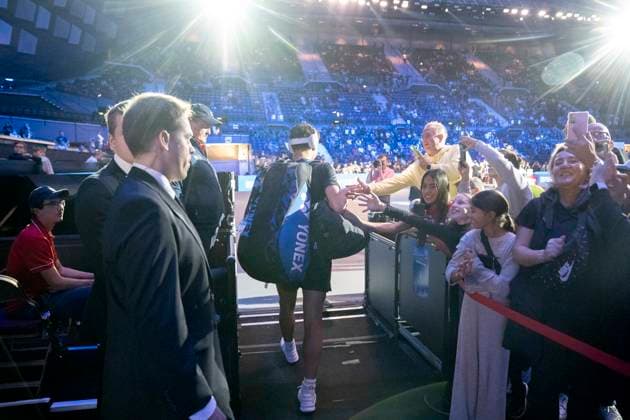 Wien, Österreich. 25 Oktober 2023. Ben Shelton (USA) spielt gegen Jannik Sinner (ITA) bei der ATP, Tennis Herren World Tour, Erste Bank Open in der Wiener Stadthalle. Bild zeigt Jannik Sinner (ITA) beim Betreten der Arena.