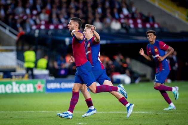 October 25, 2023, BARCELONA, BARCELONA, SPAIN: Ferran Torres of FC Barcelona, Barca celebrates a goal during the UEFA Champions League, Group H, football match played between FC Barcelona and Shakhtar Donetsk at Estadio Olimpico de Montjuic on October 25, 2023, in Barcelona, Spain. BARCELONA SPAIN - ZUMAa181 20231025_zaa_a181_024 Copyright: xMarcxGrauperaxAlomax