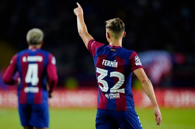 ESP: FC Barcelona, Barca FC Shakhtar Donestz. UEFA Champions League match, Group H, date 3 Fermin Lopez of FC Barcelona celebrates his goal during the UEFA Champions League match, Group H, between FC Barcelona and FC Shakhtar Donestz played at Lluis Companys Stadium on October 25, 2023 in Barcelona, Spain. kpng Copyright: xSergioxRuizx xPRESSINPHOTOx PS_231025_042