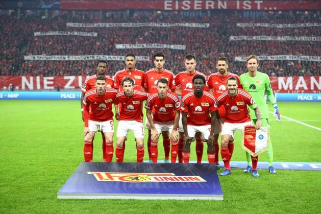 24.10.2023, xtgx, Fussball UEFA Champions League, 1. FC Union Berlin - SSC Neapel emspor, v.l. Mannschaftsfoto Union Berlin (DFL DFB REGULATIONS PROHIBIT ANY USE OF PHOTOGRAPHS as IMAGE SEQUENCES and or QUASI-VIDEO) Berlin
