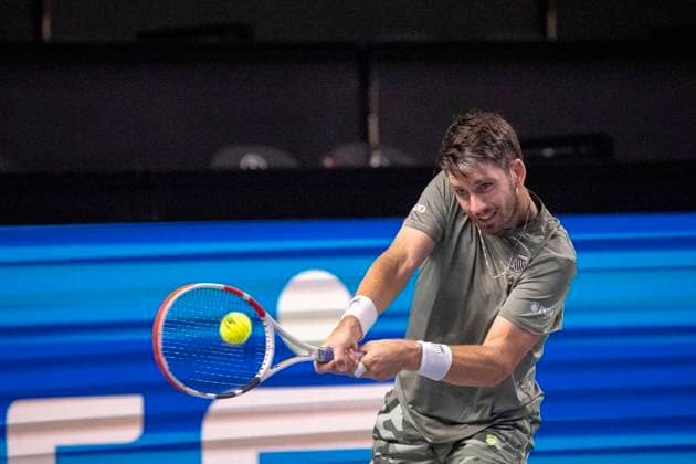Wien, Österreich. 25 Oktober 2023. Alexander Zverev (GER) spielt gegen Cameron Norrie (GB) bei der ATP, Tennis Herren World Tour, Erste Bank Open in der Wiener Stadthalle. Bild zeigt Cameron Norrie (GB).
