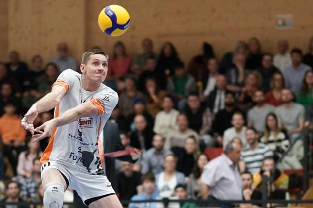 Volleyball, CEV Challenge Cup 25.10.2023, Volleyball, Centre Sportif Lorentzweiler, Bertrange, Luxemburg, CEV Challenge Cup, VC Lorentzweiler - (LUX) - Steaua Bukarest, Steaua Bukaresti (RO) vl: Chris Zuidberg (VC Lorentweiler 14)