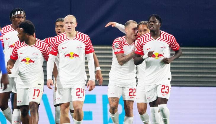 RB Leipzig - Roter Stern Belgrad Champions League Leipzig, 25.10.2023, Red Bull Arena, Fussball , UEFA Champions League, Gruppe G , 3. Spieltag, RB Leipzig vs. Roter Stern Belgrad , Im Bild: Tor für RB Leipzig. David Raum (22, RB Leipzig) trifft zum 1:0 und jubelt. , Foto nur zur redaktionellen Nutzung bestimmt! . , UEFA regulations prohibit any use of photographs as image sequences and or quasi-video ,