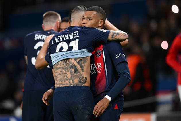 Db Parigi 25 10 2023 - Champions League Paris Saint Germain-Milan foto Daniele Buffa Image nella foto: esultanza gol Kylian Mbappe™ 