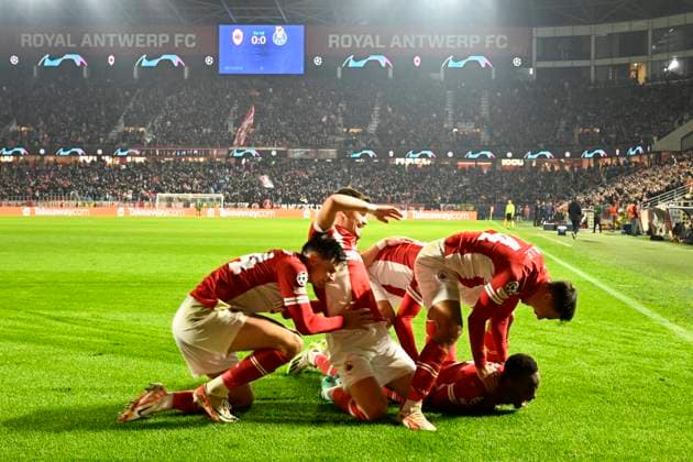 Royal Antwerp FC v FC Porto - UEFA Champions League DEURNE, BELGIUM - OCTOBER 25 : Abdullahi Alhassan Yusuf midfielder of Antwerp FC celebrates scoring a goal during the UEFA Champions League group H match between Royal Antwerp FC and FC Porto on October 25, 2023 in Deurne, Belgium, 25 10 2023 Deurne Belgium  Copyright: xVincentxKalutx