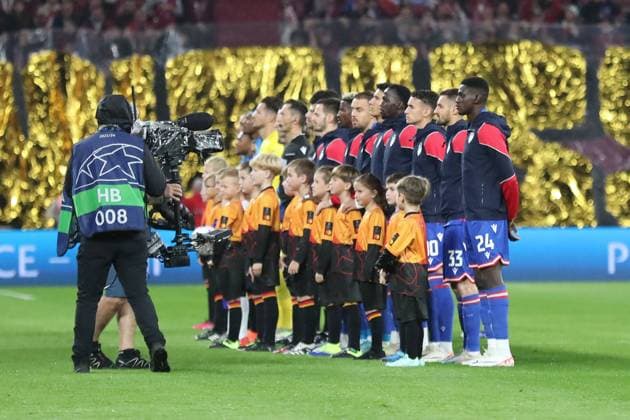 Champions League: RB Leipzig vs. Roter Stern Belgrad, 25.10.23 Das Team von Roter Stern Belgrad. Fussball, UEFA Champions League, Saison 2023 2024: RB Leipzig vs. Roter Stern Belgrad am 25.10.23 in der Red Bull Arena, Leipzig. Copyright: xBEAUTIFULxSPORTS JanxKaeferx