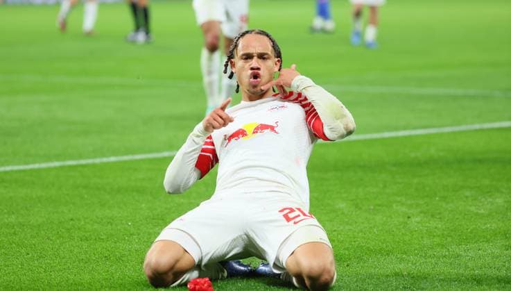 Bilder des Jahres 2023, Sport 10 Oktober Sport Themen der Woche KW43 Sport Bilder des Tages RB Leipzig - Roter Stern Belgrad Champions League Leipzig, 25.10.2023, Red Bull Arena, Fussball , UEFA Champions League, Gruppe G , 3. Spieltag, RB Leipzig vs. Roter Stern Belgrad , Im Bild: Tor für RB Leipzig. Xavi Simons (20, RB Leipzig) trifft zum 2:0 und jubelt. , Foto nur zur redaktionellen Nutzung bestimmt! . , UEFA regulations prohibit any use of photographs as image sequences and or quasi-video , *** RB Leipzig Red Star Belgrade Champions League Leipzig, 25 10 2023, Red Bull Arena, Football , UEFA Champions League, Group G , Matchday 3, RB Leipzig vs Red Star Belgrade , In picture Goal for RB Leipzig Xavi Simons 20, RB Leipzig scores 2 0 and cheers , Photo intended for editorial use only , UEFA regulations prohibit any use of photographs as image sequences and or quasi video ,