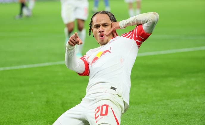 RB Leipzig - Roter Stern Belgrad Champions League Leipzig, 25.10.2023, Red Bull Arena, Fussball , UEFA Champions League, Gruppe G , 3. Spieltag, RB Leipzig vs. Roter Stern Belgrad , Im Bild: Tor für RB Leipzig. Xavi Simons (20, RB Leipzig) trifft zum 2:0 und jubelt. , Foto nur zur redaktionellen Nutzung bestimmt! . , UEFA regulations prohibit any use of photographs as image sequences and or quasi-video ,