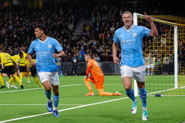 BSC Young Boys v Manchester City Champions League 25 10 2023. Goal 1-2 Erling Haaland (9) of Manchester City scores from the penalty spot during the Champions League match between BSC Young Boys and Manchester City at Stade de Suisse, Wankdorf, Switzerland on 25 October 2023. Editorial use only , Copyright: xNigelxKeenex PSI-18264-0026
