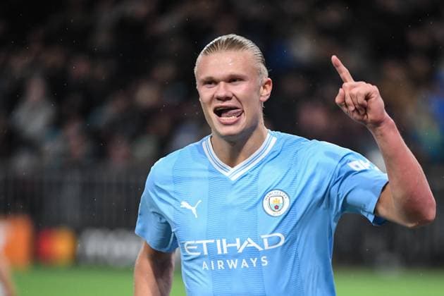 BERN, SWITZERLAND - OCTOBER 25: Erling Haaland of Man City celebrates his goal during the UEFA Champions League Group Stage match between BSC Young Boys and Manchester City at Stadion Wankdorf on October 25, 2023 in Bern, Switzerland. Bern Stadion Wankdorf Bern Switzerland Copyright: xJustPictures.ch ManuelxWinterbergerx jp-en-EuSpIm-MWI_9211 20231025