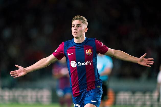 (231026) -- BARCELONA, Oct. 26, 2023 -- Fermin Lopez of Barcelona celebrates scoring during the UEFA Champions League Group H match between FC Barcelona, Barca and Shakhtar Donetsk, in Barcelona, Spain, Oct. 25, 2023. (Photo by Xinhua) (SP)SPAIN-BARCELONA-FOOTBALL-UEFA CHAMPIONS LEAGUE-BARCELONA VS SHAKHTAR DONETSK JoanxGosa 