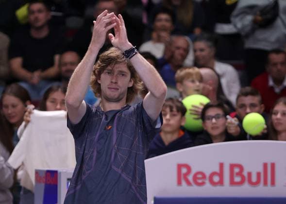 TENNIS - ATP, Tennis Herren Erste Bank Open VIENNA,AUSTRIA,26.OCT.23 - TENNIS - ATP World Tour, Erste Bank Open. Image shows the rejoicing of Andrey Rublev (RUS).  GEPAxpictures xWalterxLuger