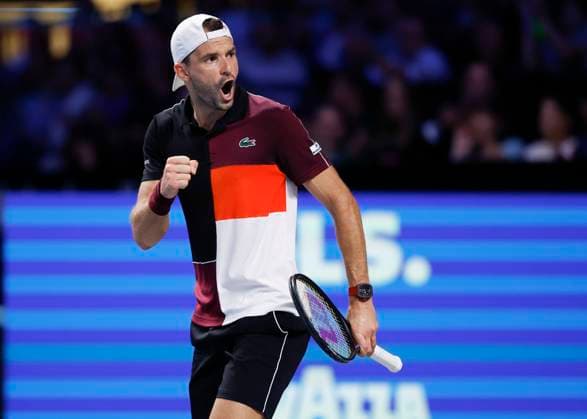 Grigor Dimitrov macht die Faust und jubelt, Jubel, Freude, Emotion Tennis - ERSTE BANK OPEN 2023 - ATP, Tennis Herren 500 - Stadthalle - Wien - - Oesterreich - 26 October 2023. Copyright: xJuergenxHasenkopfx