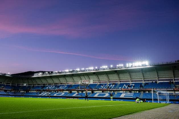 231026 Aker Stadion ahead of the UEFA Europa League football match between Molde and Häcken on October 26, 2023 in Molde. Photo: Marius Simensen BILDBYRAN Cop 238 bbeng football fotball fotboll häcken molde uefa uefa europa league Copyright: MARIUSxSIMENSEN BB231026BB381