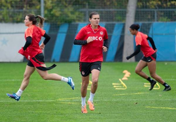 October 26, 2023, Montreal, PQ, Canada: CanadaöÄÃ s national womenöÄÃ s soccer team captain Christine Sinclair takes part in the teamöÄÃ s practice Thursday, October 26, 2023 in Montreal. Canada News - October 26, 2023  - ZUMAc35_ 20231026_zaf_c35_014 Copyright: xRyanxRemiorzx