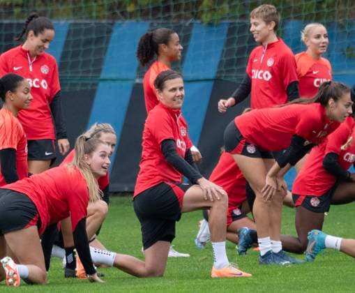 October 26, 2023, Montreal, PQ, Canada: CanadaöÄÃ s national womenöÄÃ s soccer team captain Christine Sinclair, center, takes part in the teamöÄÃ s practice Thursday, October 26, 2023 in Montreal. Canada News - October 26, 2023  - ZUMAc35_ 20231026_zaf_c35_017 Copyright: xRyanxRemiorzx