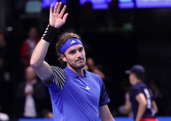 TENNIS - ATP, Tennis Herren Erste Bank Open VIENNA,AUSTRIA,26.OCT.23 - TENNIS - ATP World Tour, Erste Bank Open. Image shows the rejoicing of Stefanos Tsitsipas (GRE).  GEPAxpictures xWalterxLuger
