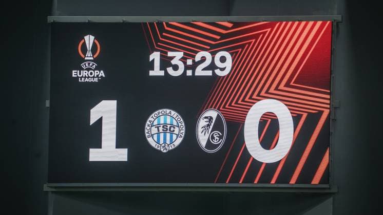 1:0 Topola - 26.10.2023; Backa Topola, Serbien - FK TSC Backa Topola vs. SC Freiburg - UEFA EUROPA LEAGUE 2023 2024 TSC Arena Backa Topolya, Fussball, Herren