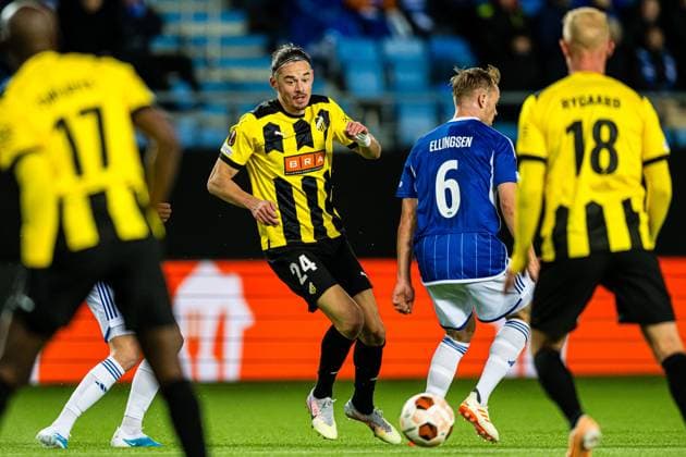 231026 Amor Layouni of Häcken during the UEFA Europa League football match between Molde and Häcken on October 26, 2023 in Molde. Photo: Marius Simensen BILDBYRAN Cop 238 bbeng football fotball fotboll häcken molde uefa uefa europa league Copyright: MARIUSxSIMENSEN BB231026BB782