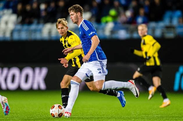 231026 Christian Jaeger Cappis of Molde during the UEFA Europa League football match between Molde and Häcken on October 26, 2023 in Molde. Photo: Marius Simensen BILDBYRAN Cop 238 bbeng football fotball fotboll häcken molde uefa uefa europa league Copyright: MARIUSxSIMENSEN BB231026BB968