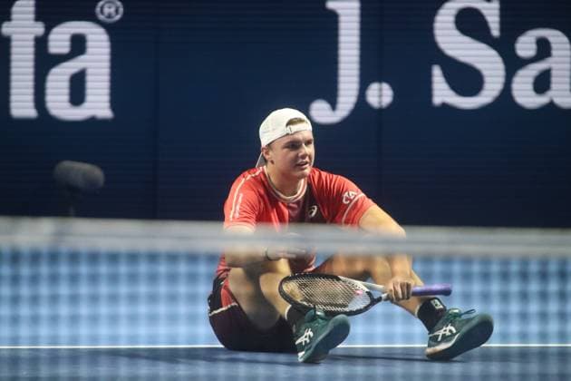 SWISS INDOORS 2023 PHOTOPQR L ALSACE Vincent VOEGTLIN ; Bâle ; 26 10 2023 ; Le suisse Dominic Stricker lors des Swiss Indoors 2023, à Bâle le 24 octobre 2023. OCT 26TH 2023. SWISS INDOORS Bâle France  Copyright: xPHOTOPQR L ALSACE MAXPPPxVincentxVOEGTLINx 20231026ALS7908 20231026ALS7908